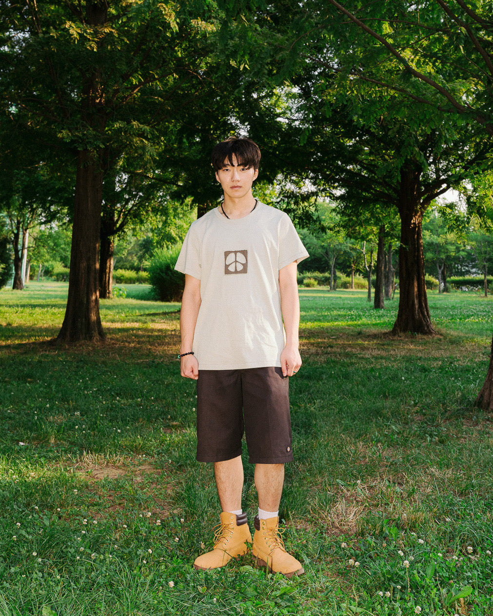 Organic Cotton Peace Tee - Men's Boxy Fit (Ecru)