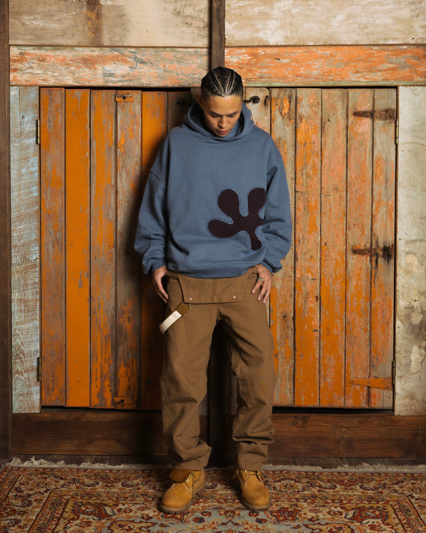 Oversized Front-Appliqué Hoodie (ocean blue)