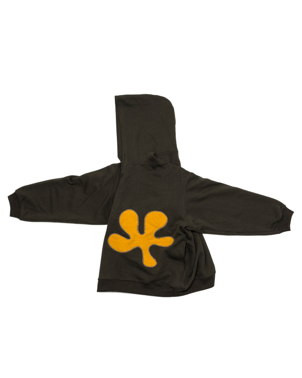Oversized Front-Appliqué Hoodie (Olive x Lemon)