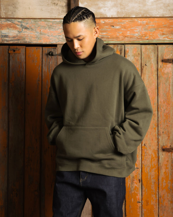 Oversized Back-Appliqué Hoodie (khaki)