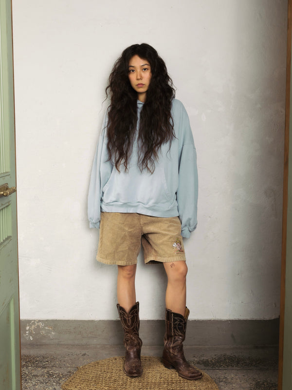 Oversized Back-Appliqué Hoodie (baby blue)
