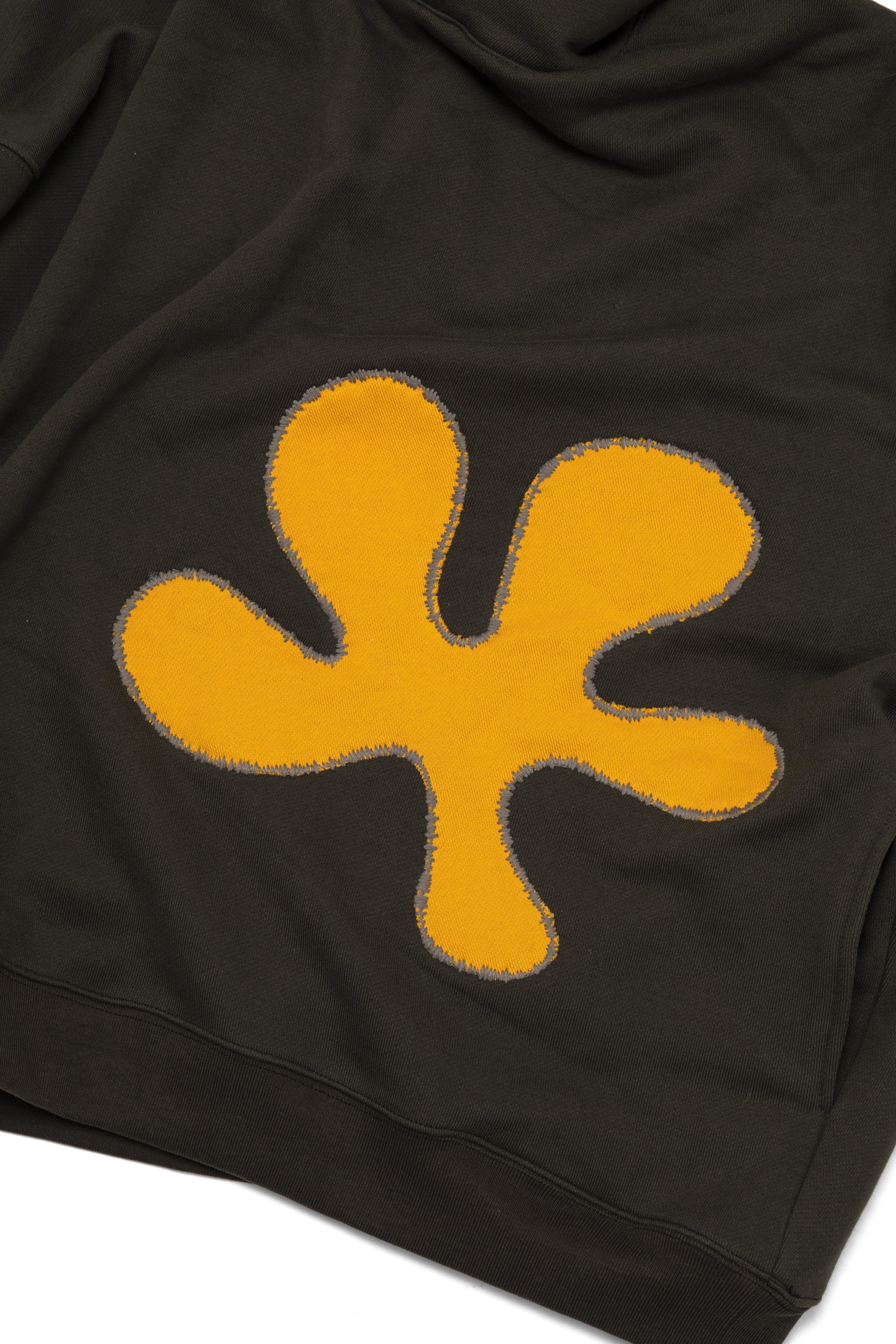 Oversized Back-Appliqué Hoodie (Olive x Lemon)
