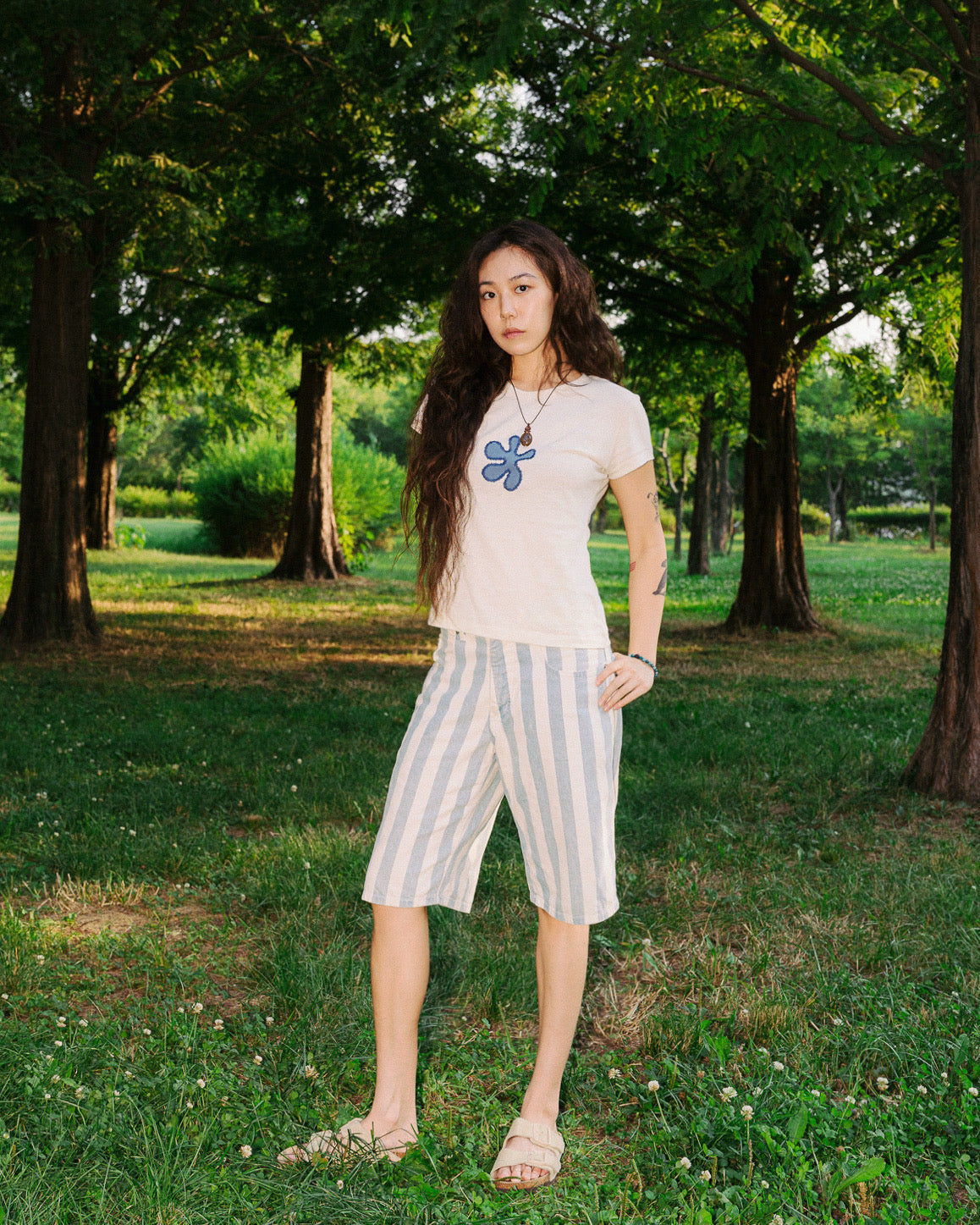 Organic Cotton Flowerchild Tee - Women's Hourglass Fit (Cream)