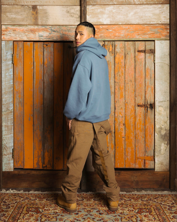 Oversized Front-Appliqué Hoodie (ocean blue)