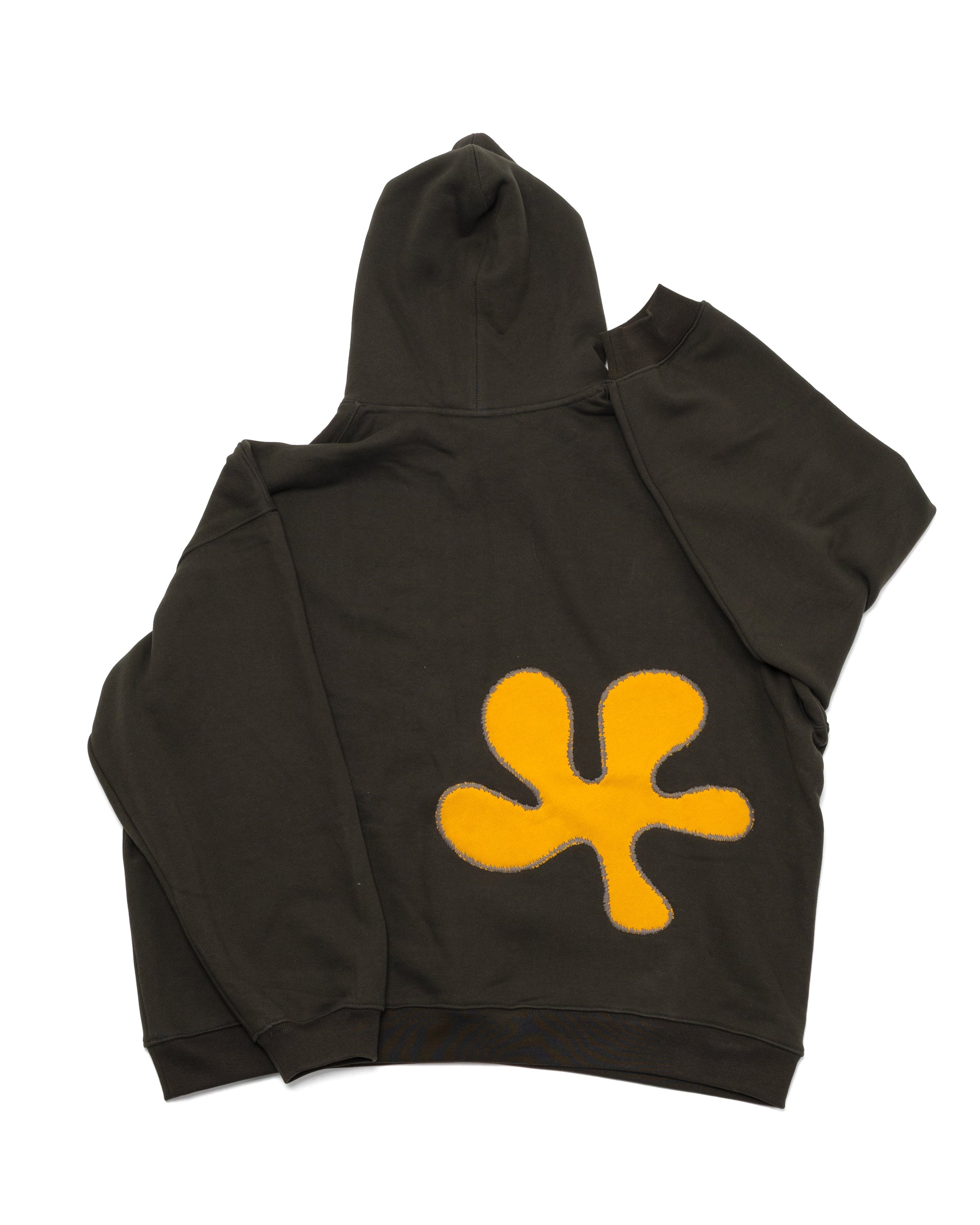 Oversized Back-Appliqué Hoodie (Olive x Lemon)