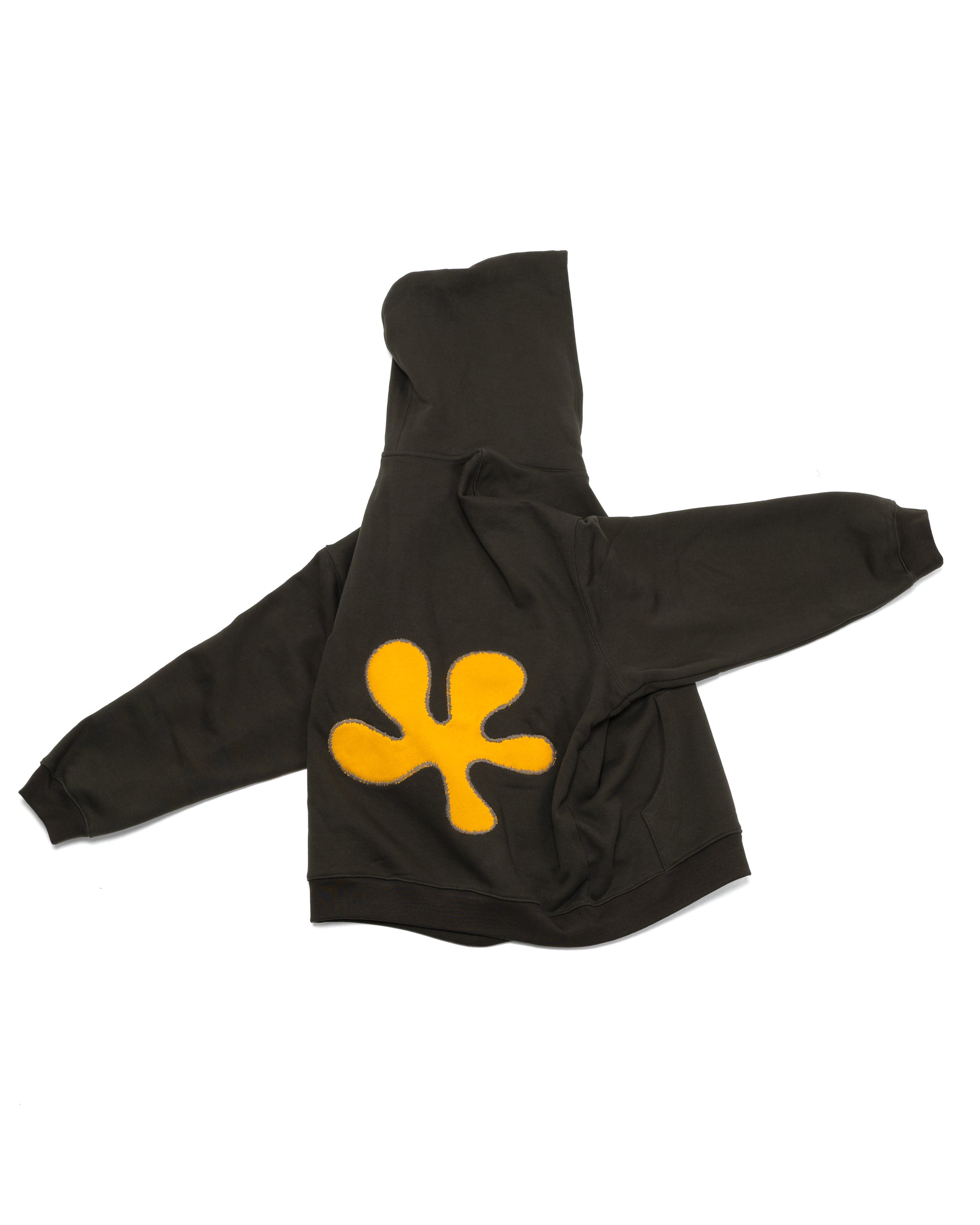 Oversized Back-Appliqué Hoodie (Olive x Lemon)
