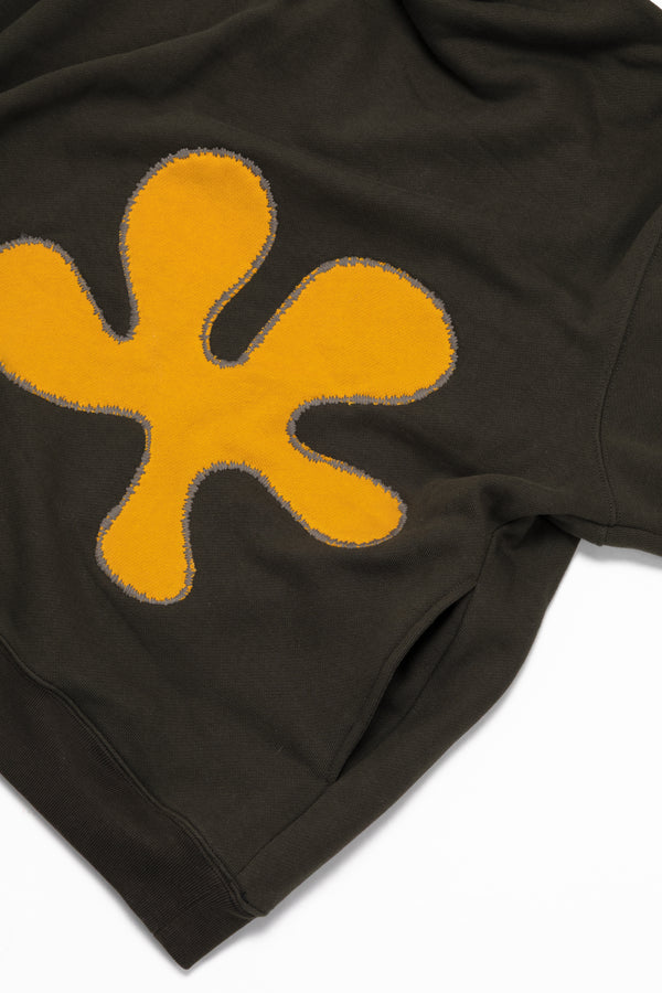 Oversized Front-Appliqué Hoodie (Olive x Lemon)