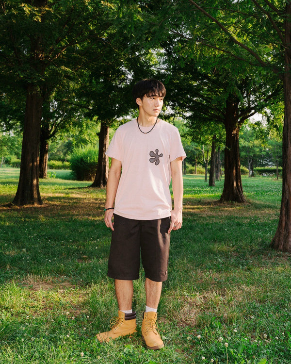 Organic Cotton Flowerchild Tee - Men's Boxy Fit (Baby Pink)