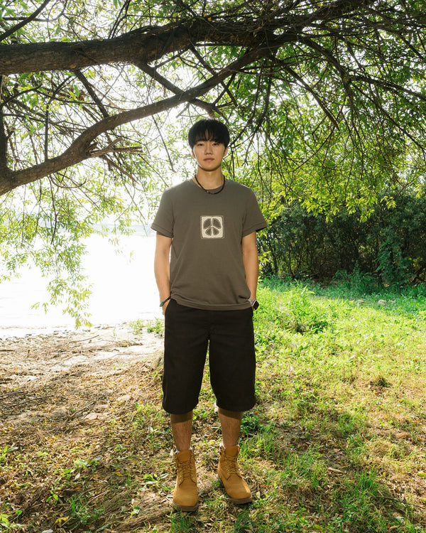 Organic Cotton Peace Tee - Men's Boxy Fit (Charcoal)