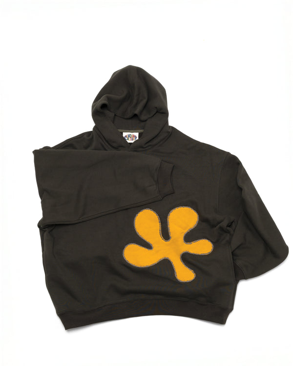 Oversized Front-Appliqué Hoodie (Olive x Lemon)