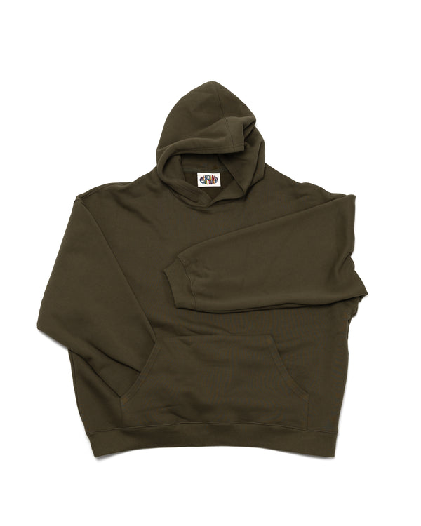 Oversized Back-Appliqué Hoodie (khaki)