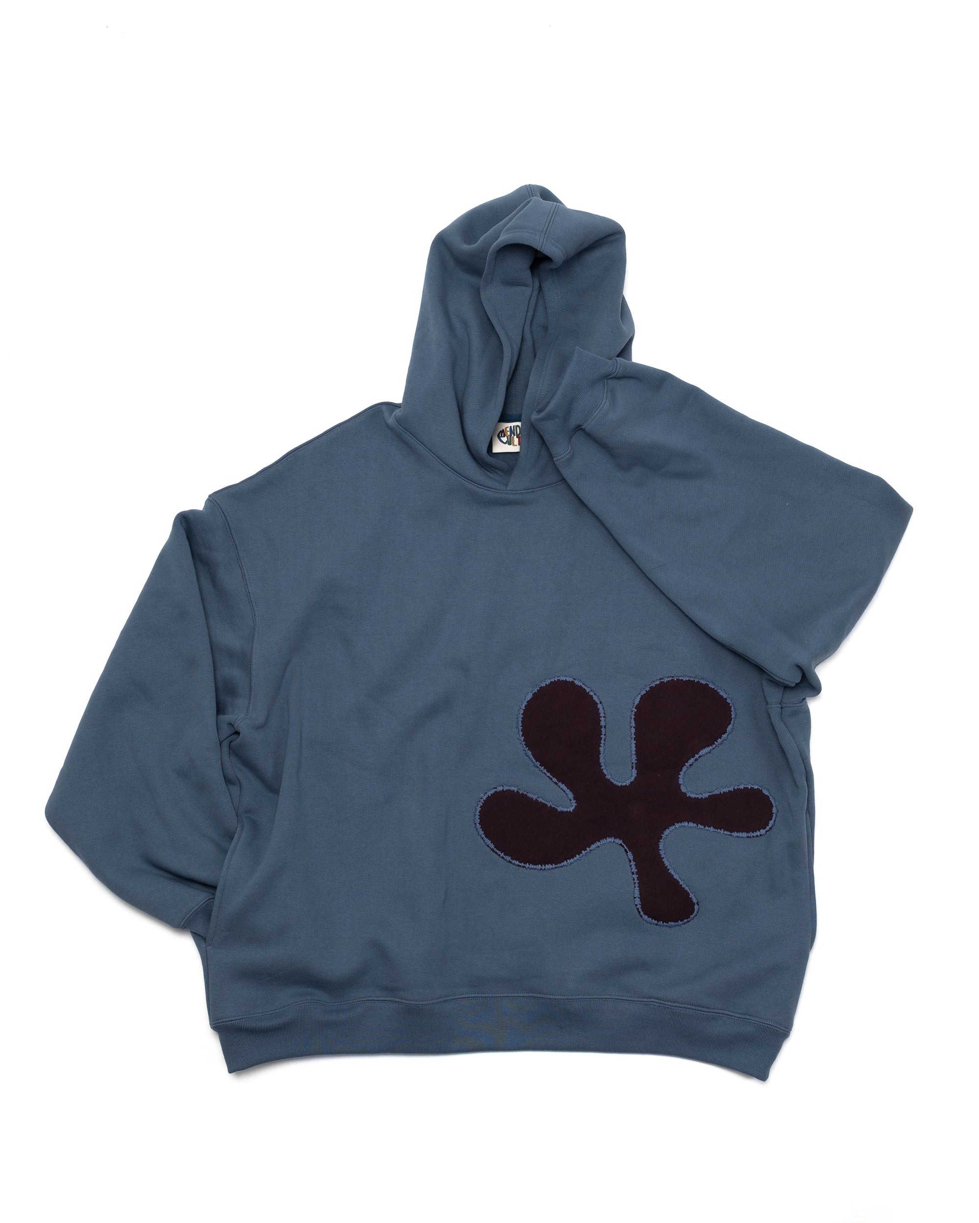 Oversized Front-Appliqué Hoodie (ocean blue)