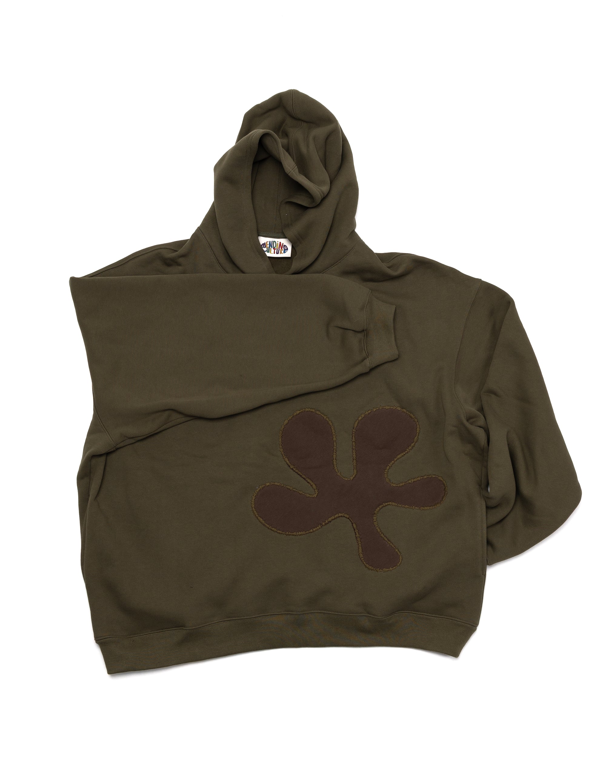 Oversized Front-Appliqué Hoodie (khaki)