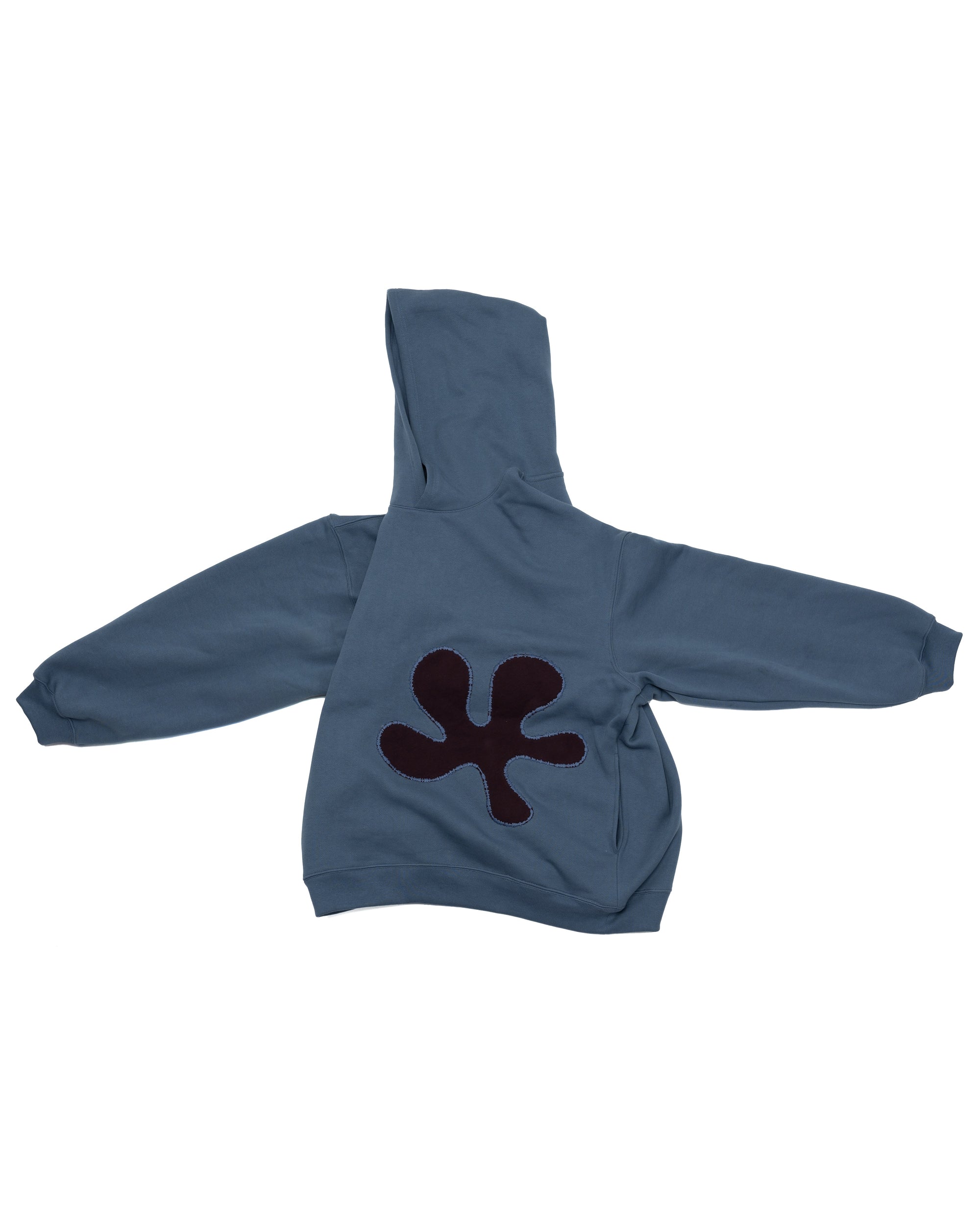 Oversized Front-Appliqué Hoodie (ocean blue)