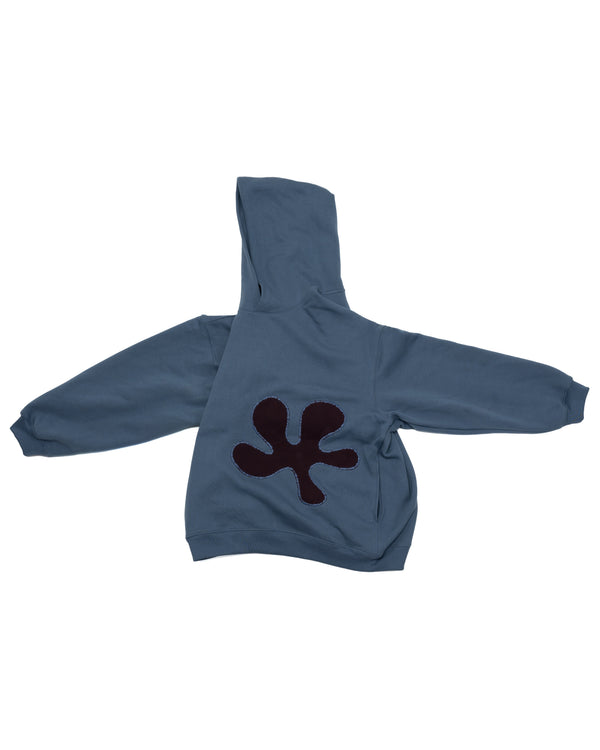 Oversized Front-Appliqué Hoodie (ocean blue)