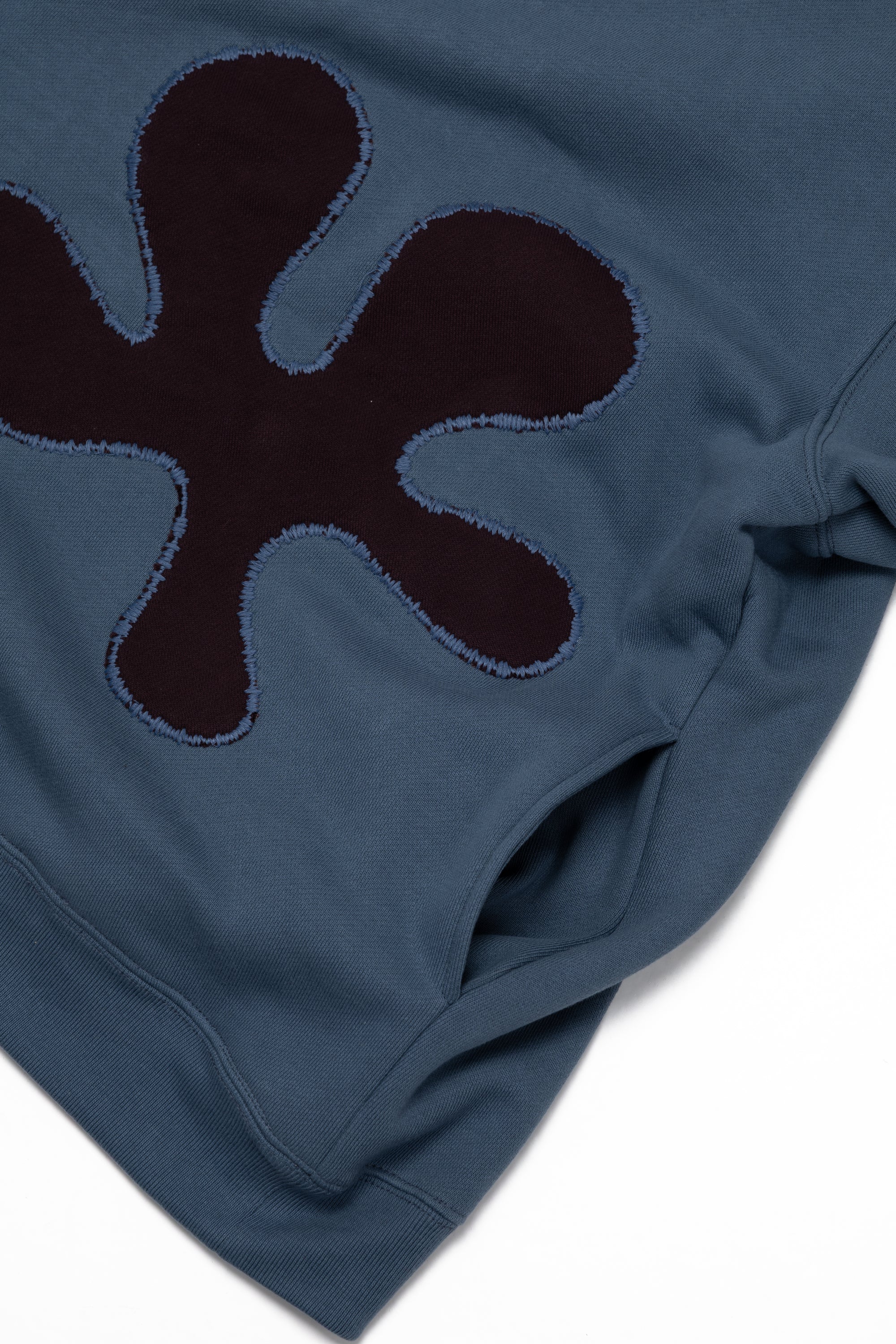 Oversized Front-Appliqué Hoodie (ocean blue)