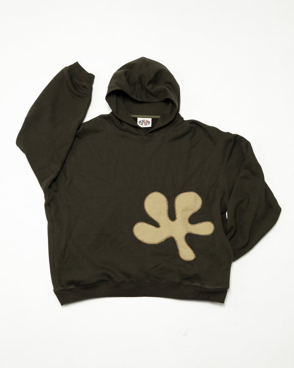 Oversized Front-Appliqué Hoodie (Olive x Pistachio)