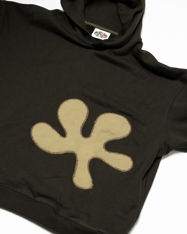 Oversized Front-Appliqué Hoodie (Olive x Pistachio)