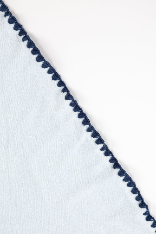 Beach Towel / Throw with Shell Edge Stitch (Baby Blue)