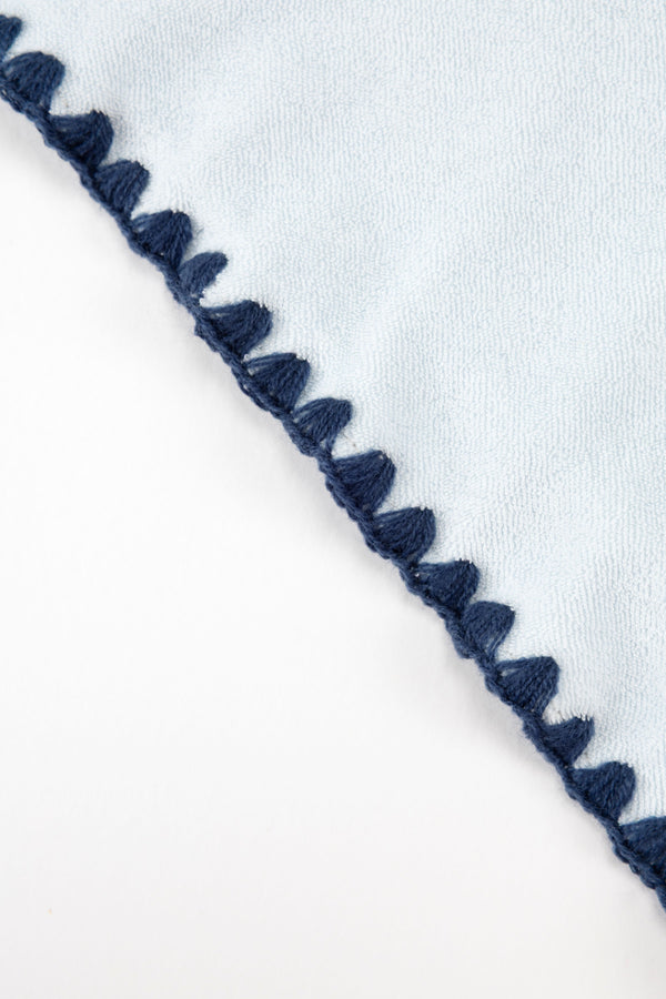 Beach Towel / Throw with Shell Edge Stitch (Baby Blue)