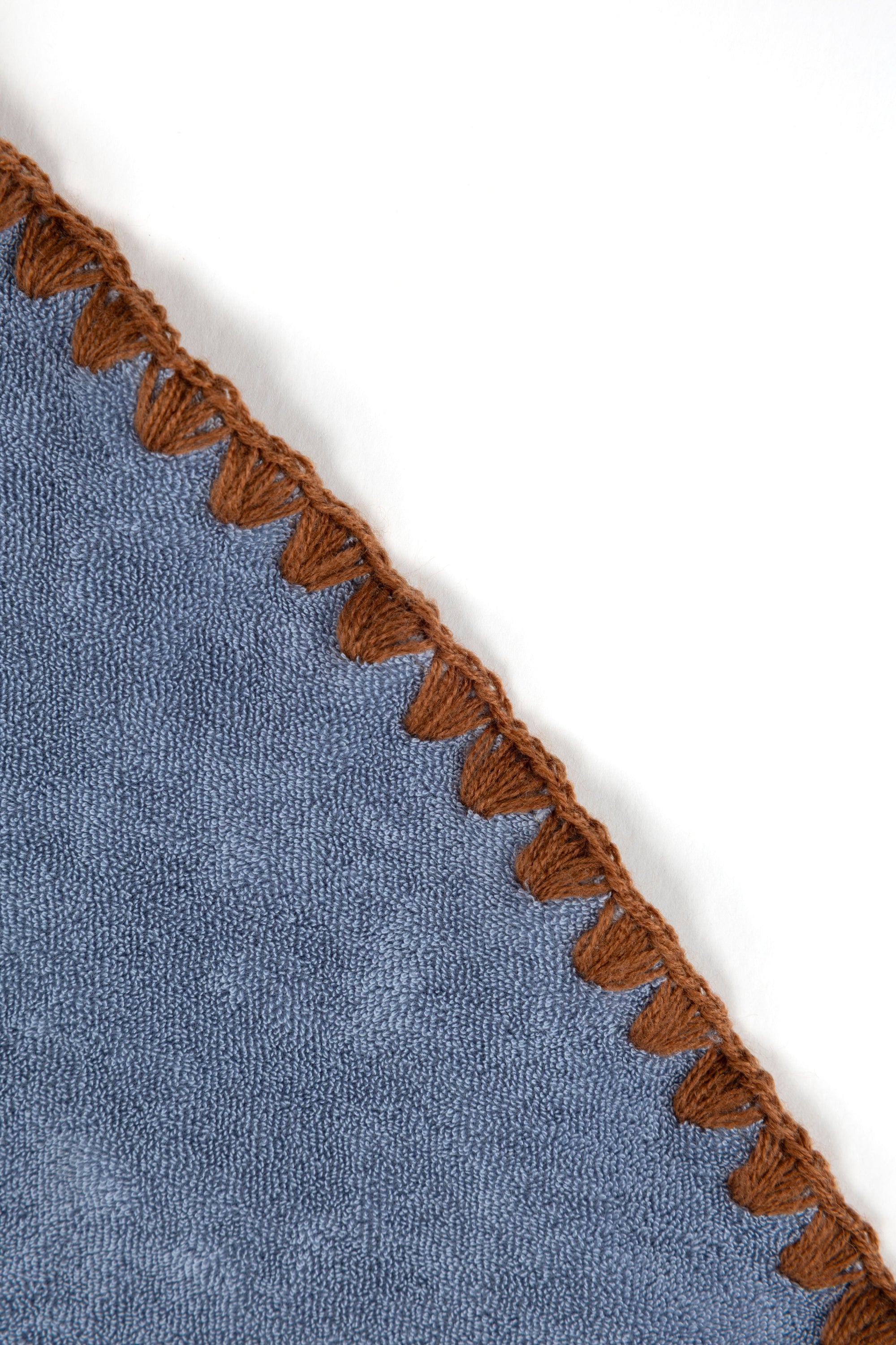 Beach Towel / Throw with Shell Edge Stitch (Blue x Brown)