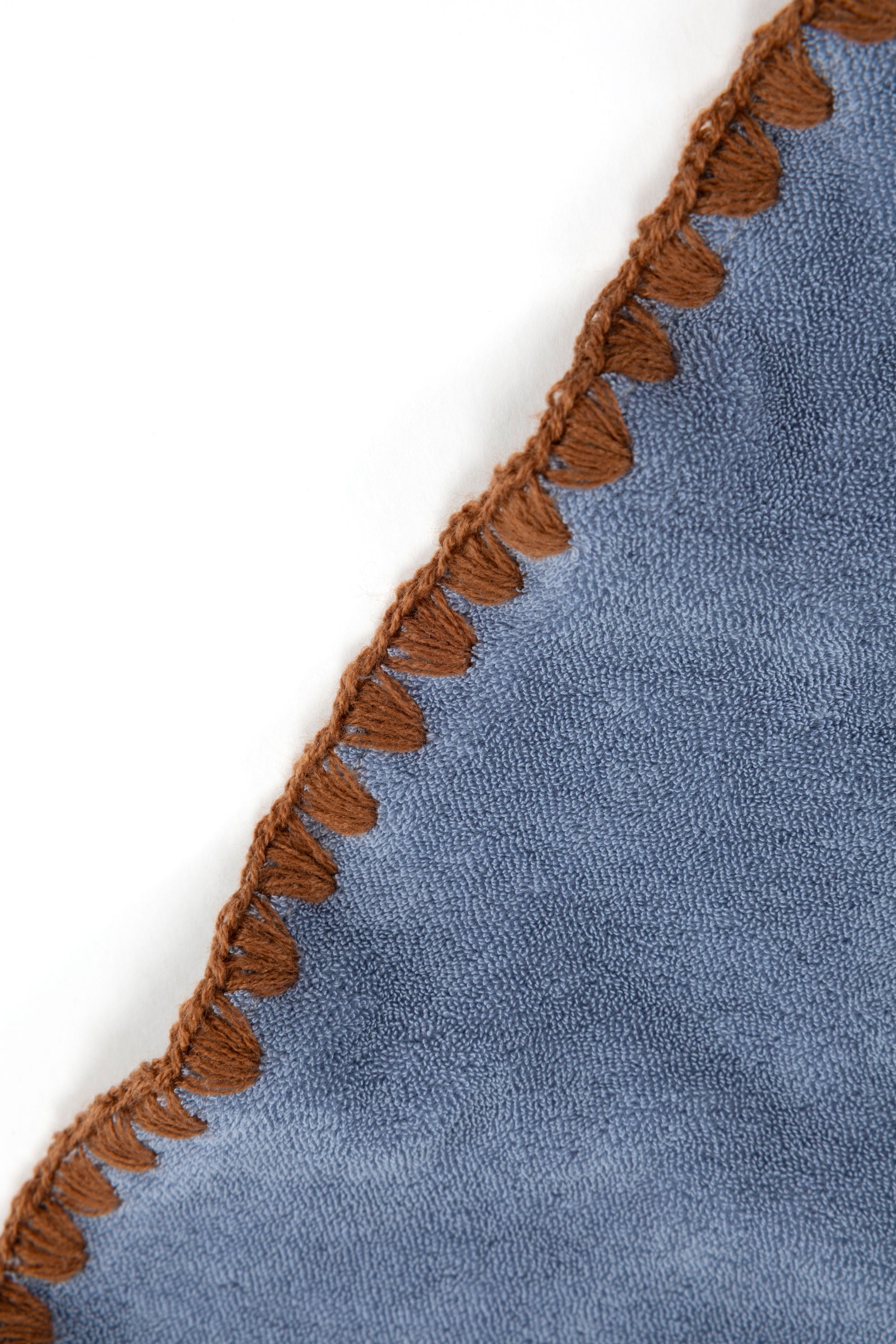 Beach Towel / Throw with Shell Edge Stitch (Blue x Brown)