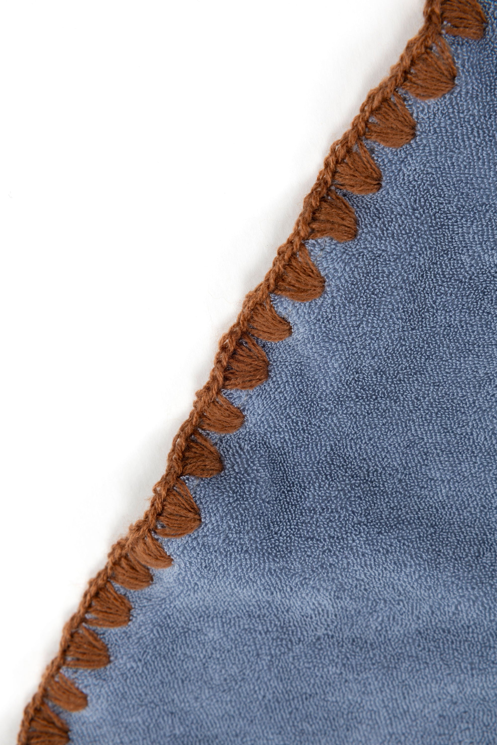 Beach Towel / Throw with Shell Edge Stitch (Blue x Brown)