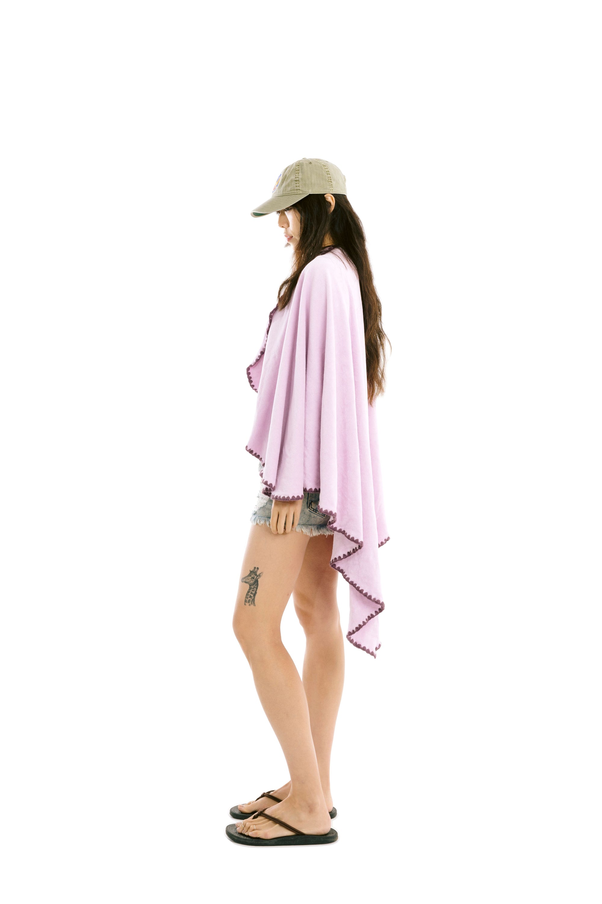 Beach Towel / Throw with Shell Edge Stitch (Baby Pink)