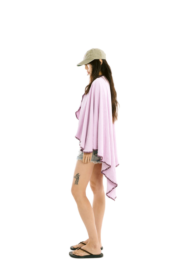 Beach Towel / Throw with Shell Edge Stitch (Baby Pink)