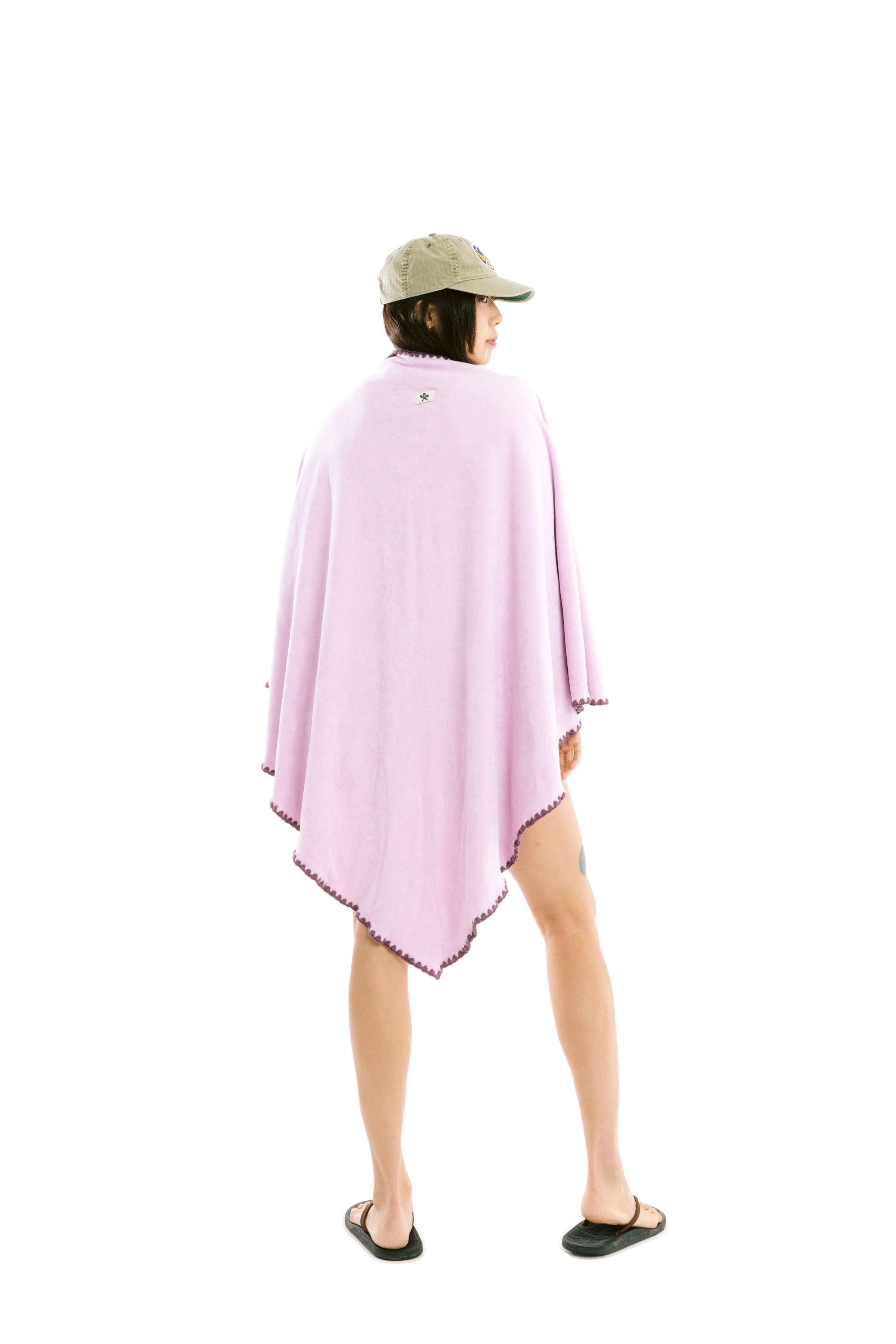 Beach Towel / Throw with Shell Edge Stitch (Baby Pink)