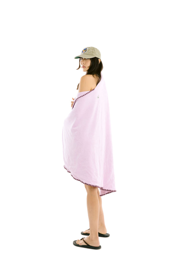 Beach Towel / Throw with Shell Edge Stitch (Baby Pink)
