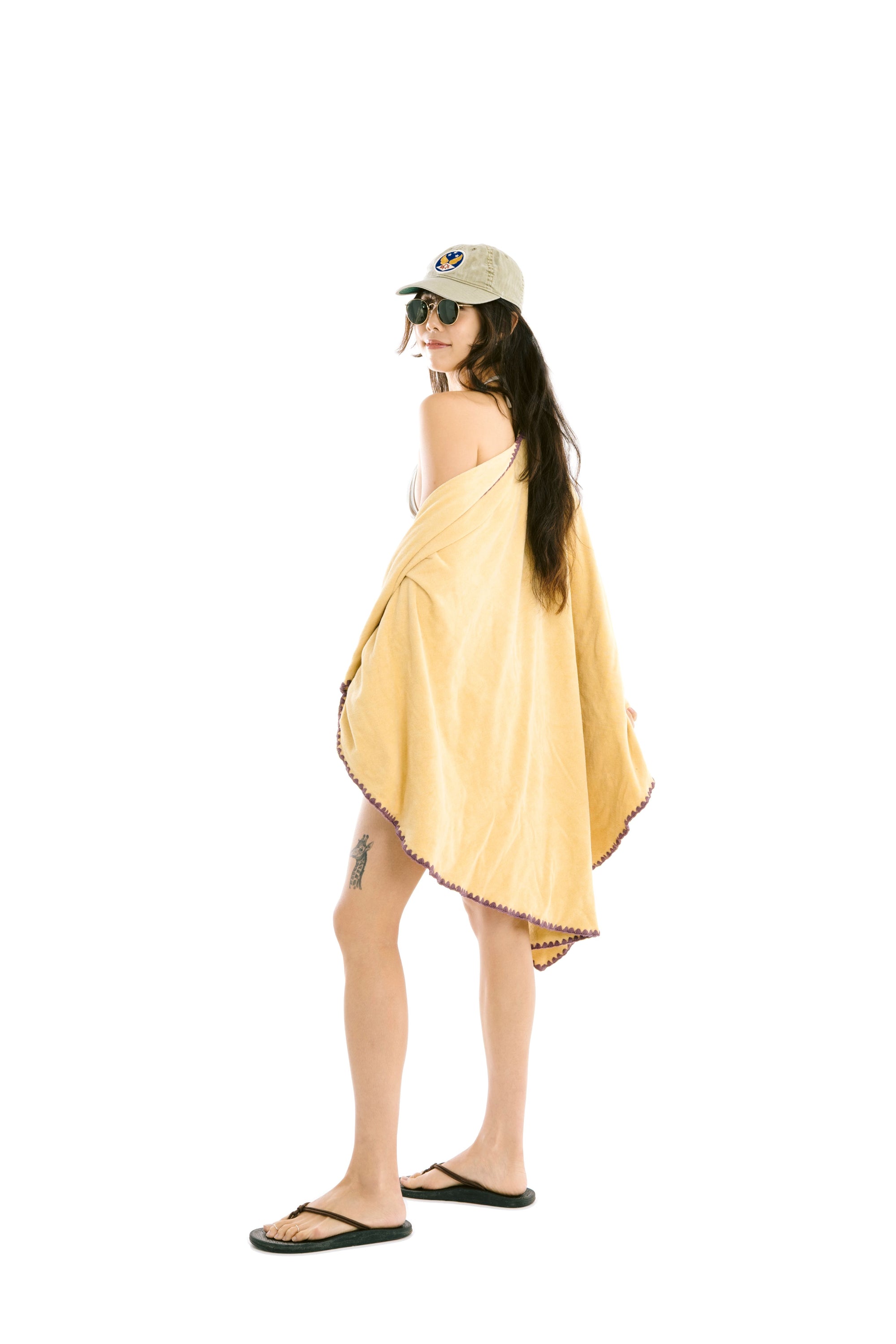 Beach Towel / Throw with Shell Edge Stitch (Baby Yellow)