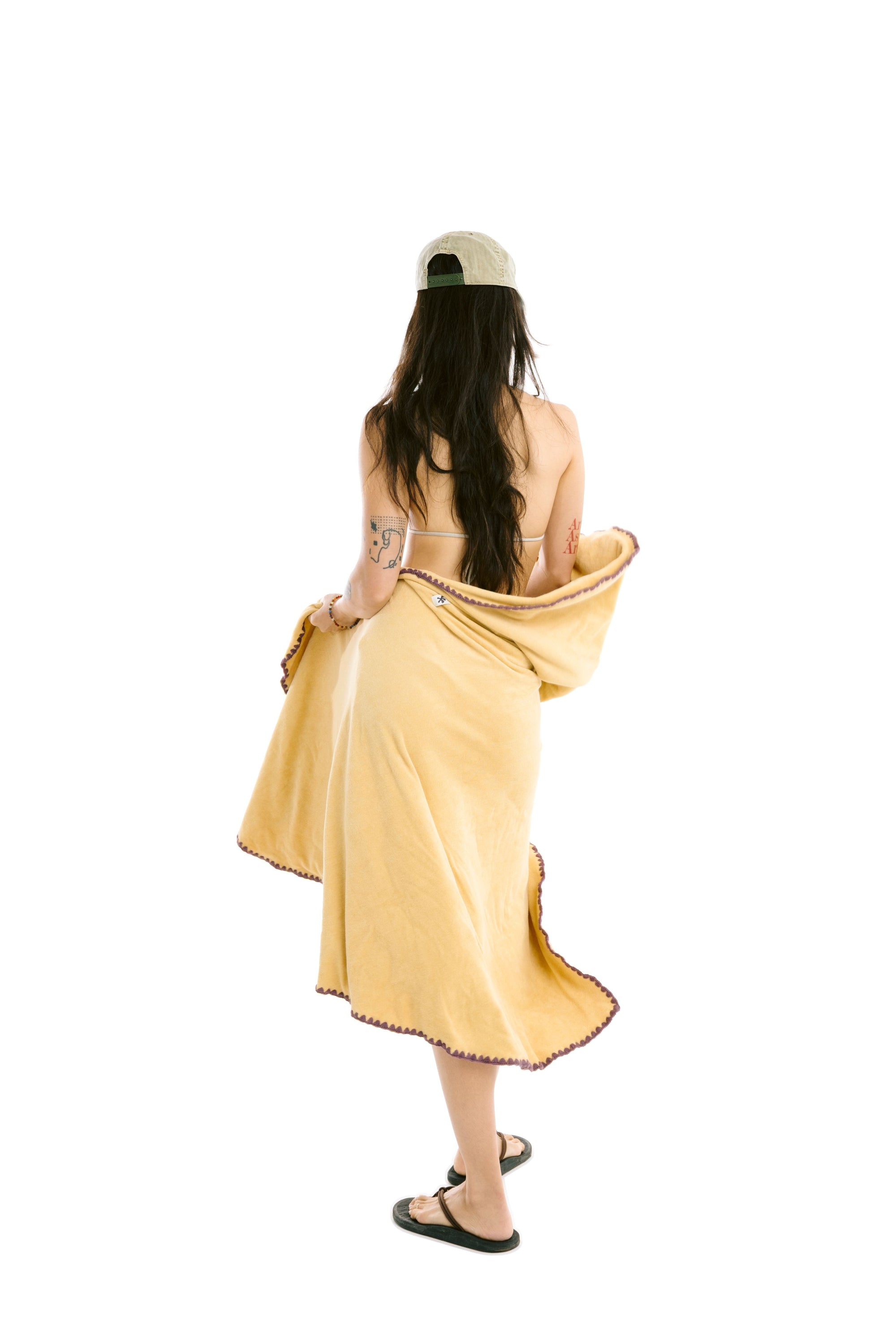 Beach Towel / Throw with Shell Edge Stitch (Baby Yellow)