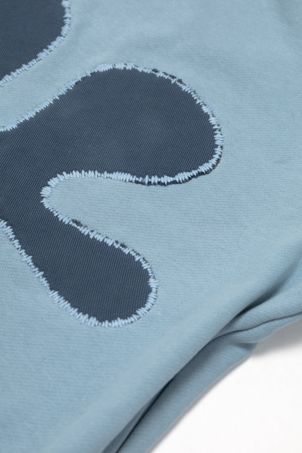Oversized Front-Appliqué Hoodie (baby blue)
