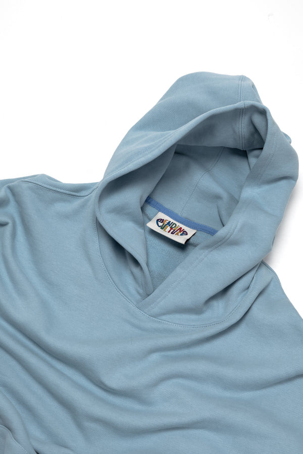 Oversized Front-Appliqué Hoodie (baby blue)