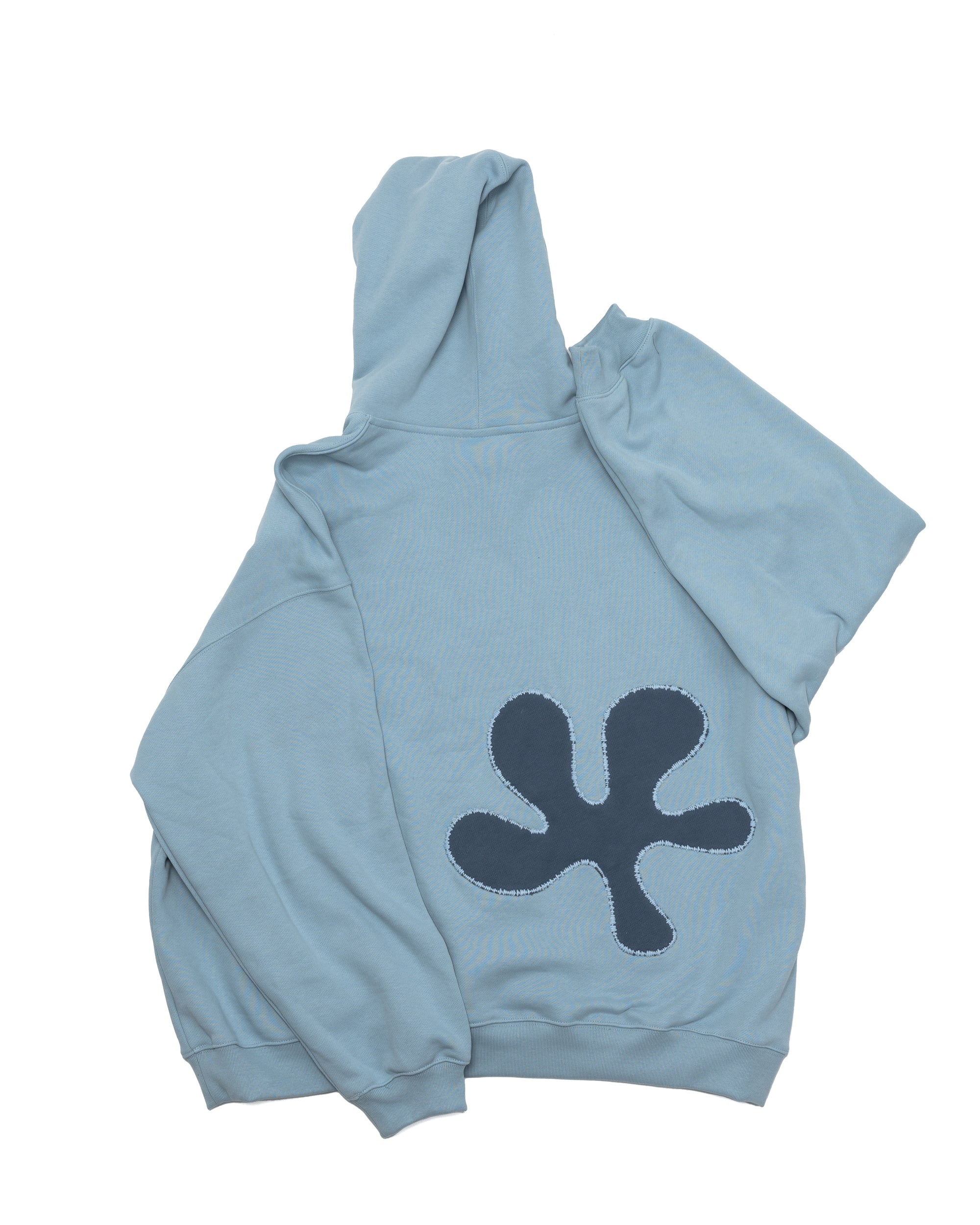 Oversized Back-Appliqué Hoodie (baby blue)