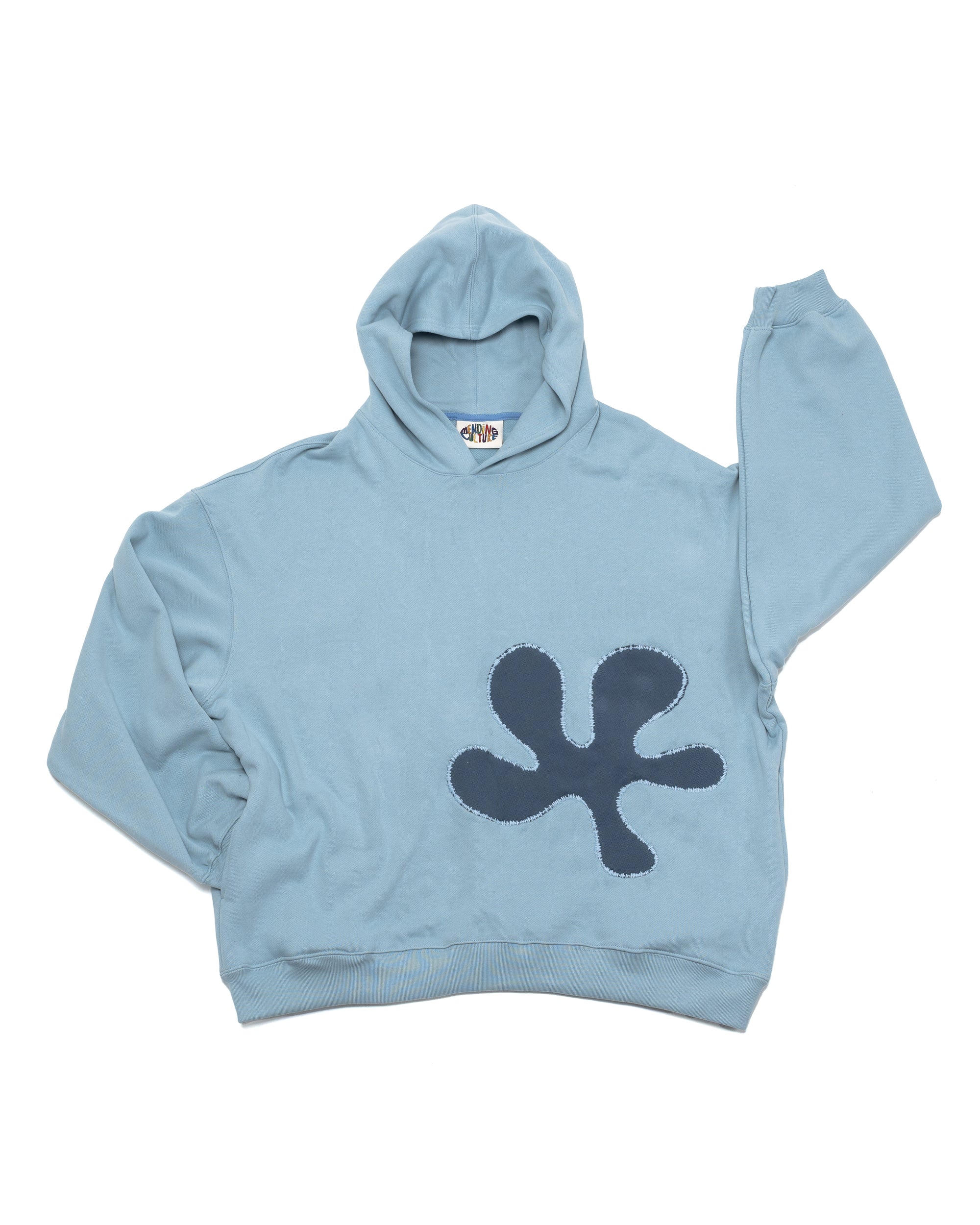Oversized Front-Appliqué Hoodie (baby blue)