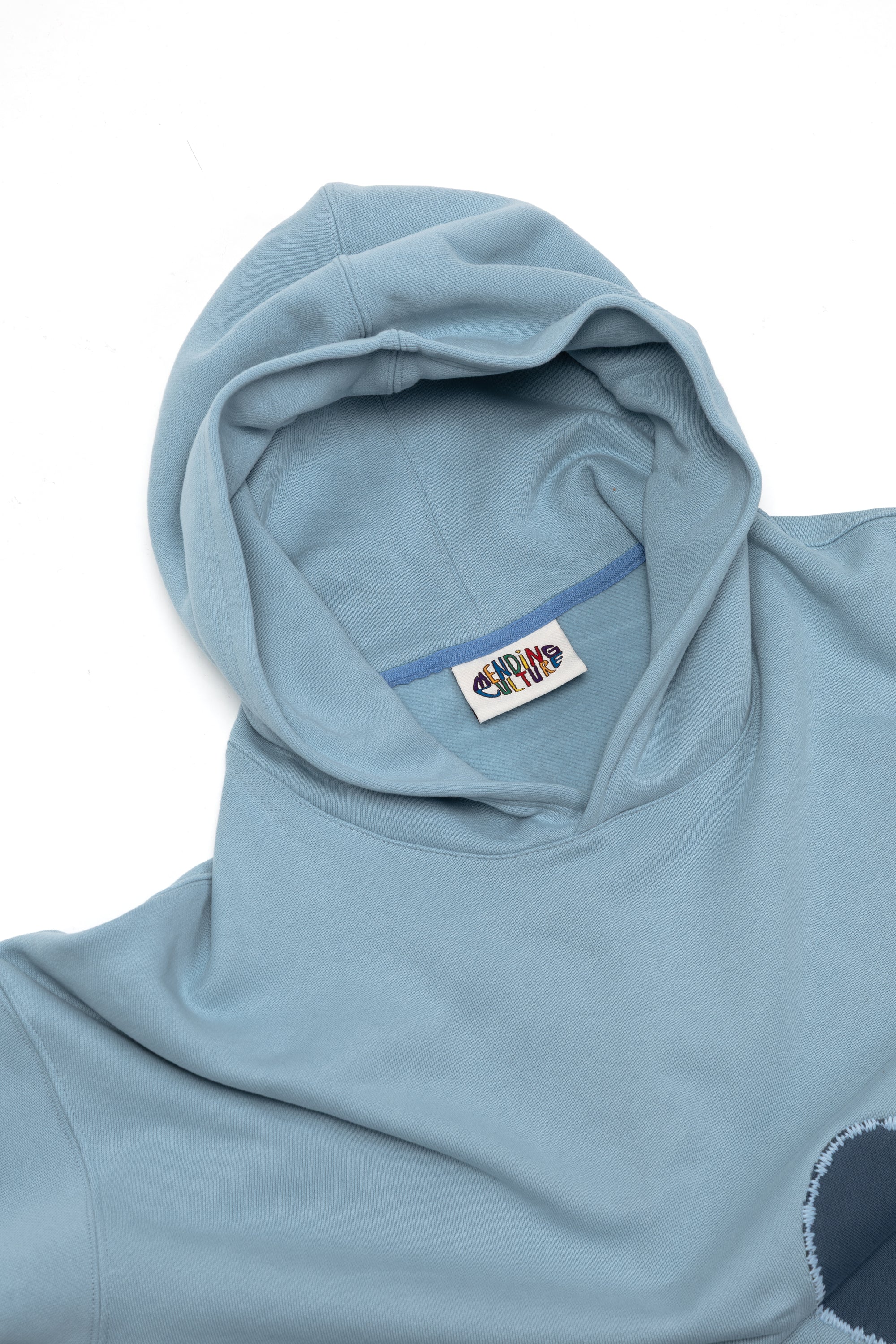 Oversized Front-Appliqué Hoodie (baby blue)
