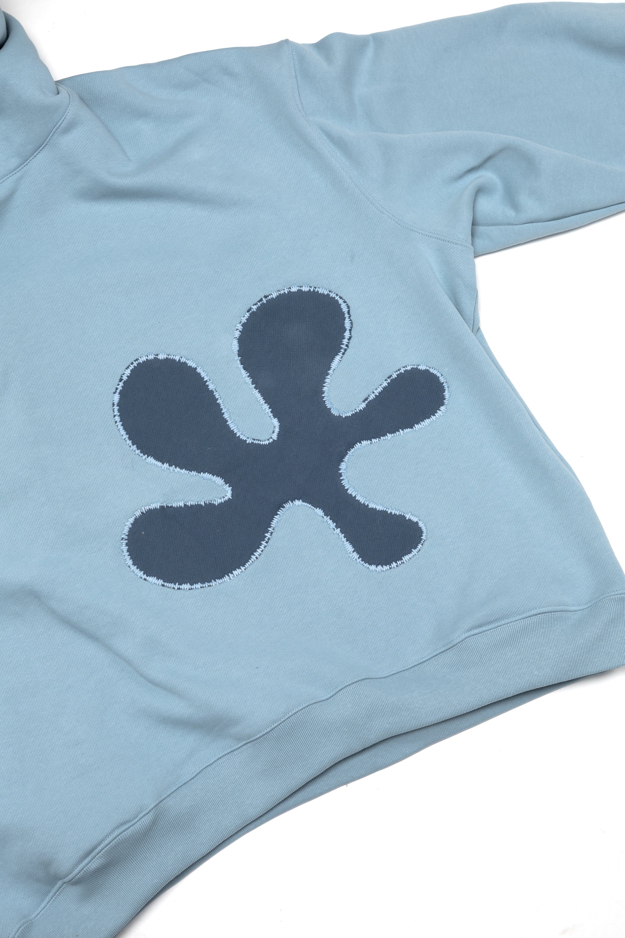 Oversized Front-Appliqué Hoodie (baby blue)