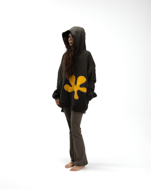 Oversized Front-Appliqué Hoodie (khaki)